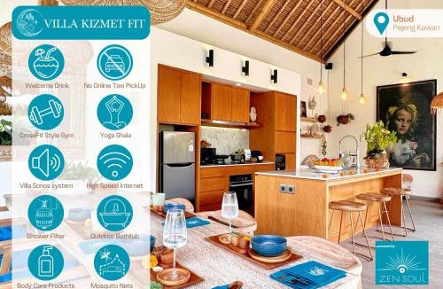 Pejeng Kawan Villa | Villa Kizmet Fit - 2Bed Luxury Private Sanctuary - Yoga Shala, CrossFit-Style Gym
