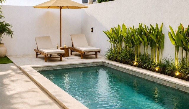 2-Min Walk to Seseh Beach 2BR Private Pool Villa with Rooftop Sea View
