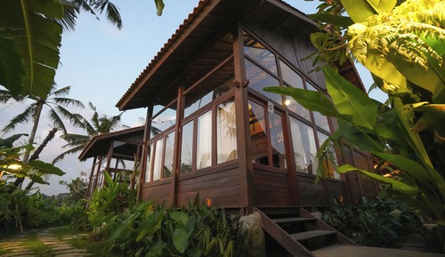 Wooden Mezzanine with Rice Field View